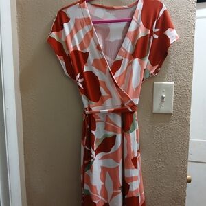 Nine West Red and White Floral Midi Dress